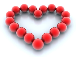 Red balls in heart shape