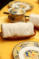 Roller towel and cup of tea