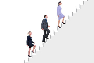 Business people climbing stairs
