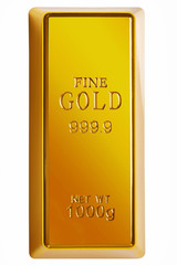 Gold bar isolated with clipping path