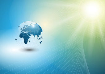 abstract background with world globe and sun
