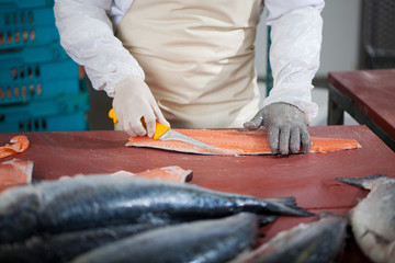 lachs wird filetiert