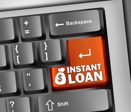 Keyboard Illustration with "Instant Loan" Button