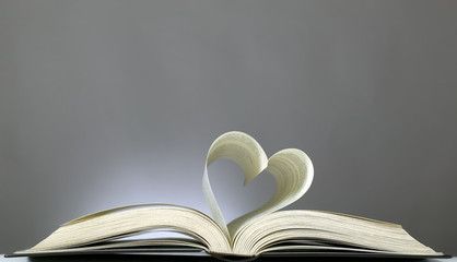 Opened book and heart shape