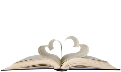 Opened book and heart shape