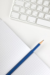 Office desk with keyboard