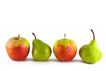 Fresh apples and pears close-up.