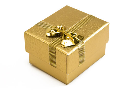 closed golden gift box