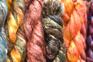 Skeins of colorful yarn