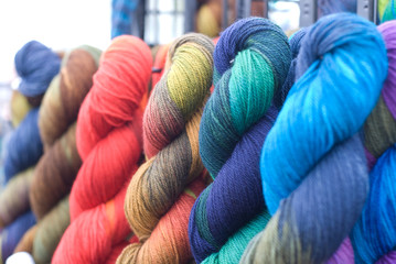 Skeins of colorful yarn