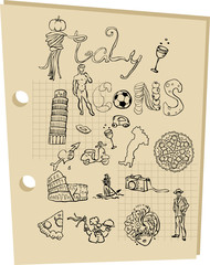 Italy tattoo doodley icons