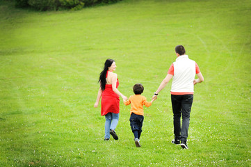 Happy family in nature