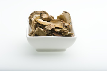 Porcini Mushrooms In A White Dish