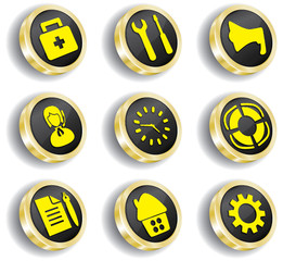 golden web icon set (vector, CMYK)