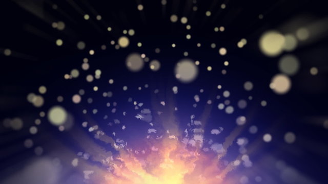 Moving Particles. Glowing background.