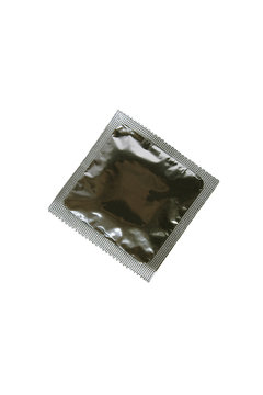 Photo of the packed condom on a white background