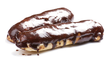 eclair close up on white