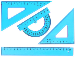 set of measurement instrument- protractor, ruler