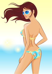 beautiful sexy tanned woman on sea beach