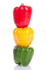 Stack of peppers isolated