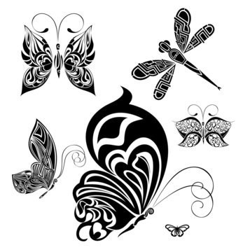 Set of tattoo butterflies 4