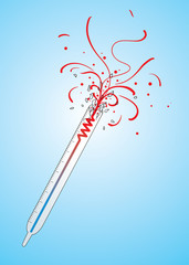 thermometer on blue background