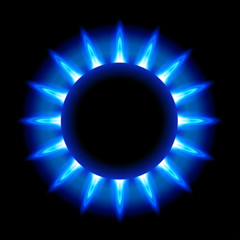 blue flames of a burning natural gas - radial composition