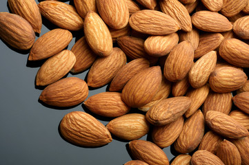 Almonds on black backgrond