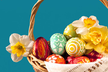 Postcard with a bow and Easter