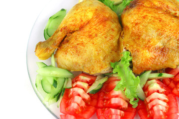 served grilled chicken leg