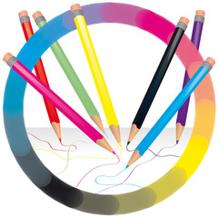 Crayons de couleurs et dessin