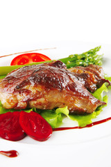 served roasted beef meat