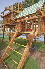 Climbing frame in a childrens play area