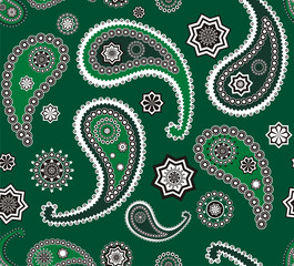 Islamic paisley green vector pattern