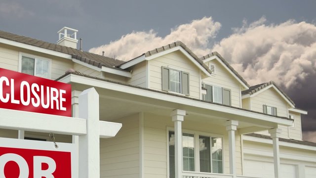 Foreclosure For Sale Real Estate Sign and House in 1080 HD