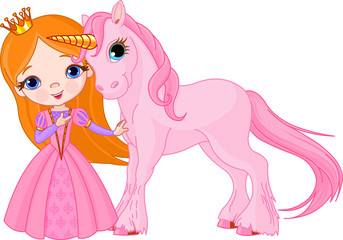 Beautiful princess and unicorn