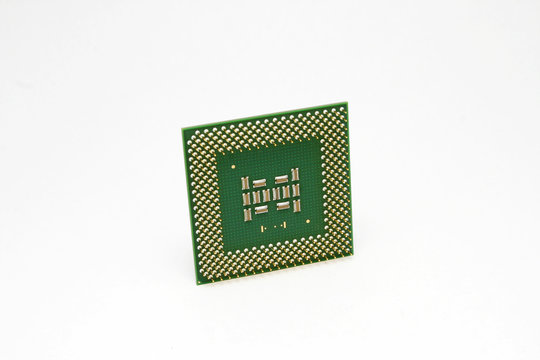 Modern computer cpu chip with white backgroud.