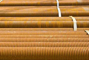 Industrial shipment: sheaf of metal pipes