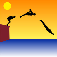 sea jump vector illustration