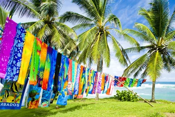 Muurstickers typische stoffen, Bathseba, oostkust van Barbados, Caraïben © Richard Semik