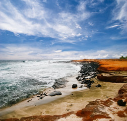Green sand beach on the Big Island. Hawaii. USA
