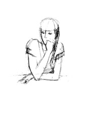 a girl leaned one's elbows