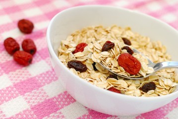 Spoonful of healthy and n utritious oatmeal