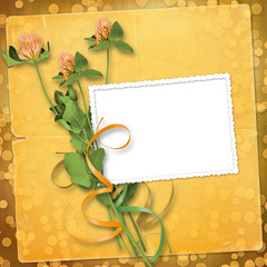 grunge paper for congratulation with bunch of clover