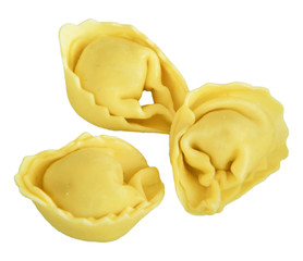 Fresh tortellini isolated on white.