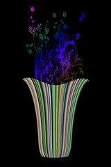 Stilisierte Blumenvase mit Streifen