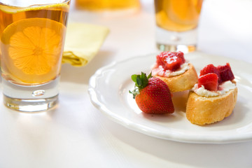 Crostini with Strawberry Rhubarb compote