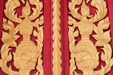 Carving on the door of temple
