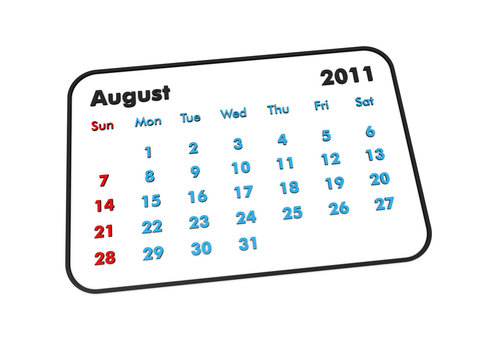 August 2011 calendar