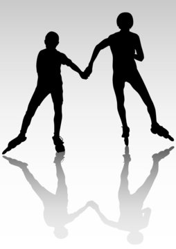 Couple athletes on skates